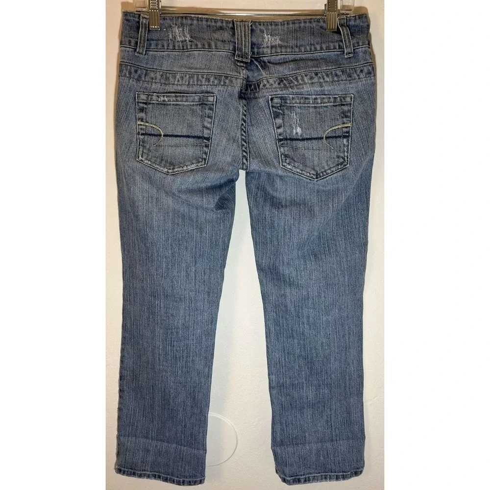 Vintage American Eagle Women's Size 8 Regular Blue Jeans Light Wash Distressed